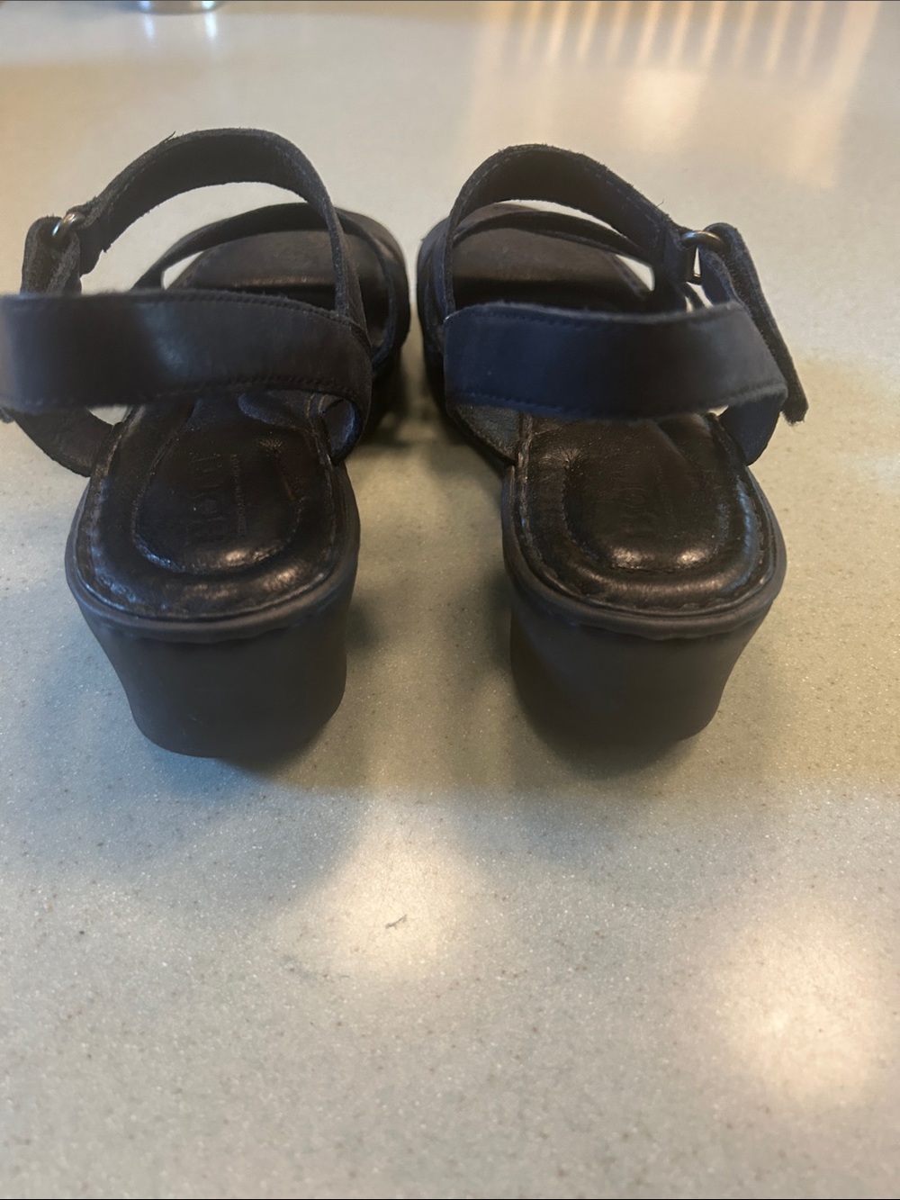 Born Black Leather Strappy Slingbacki Sandals - Picture 5 of 6